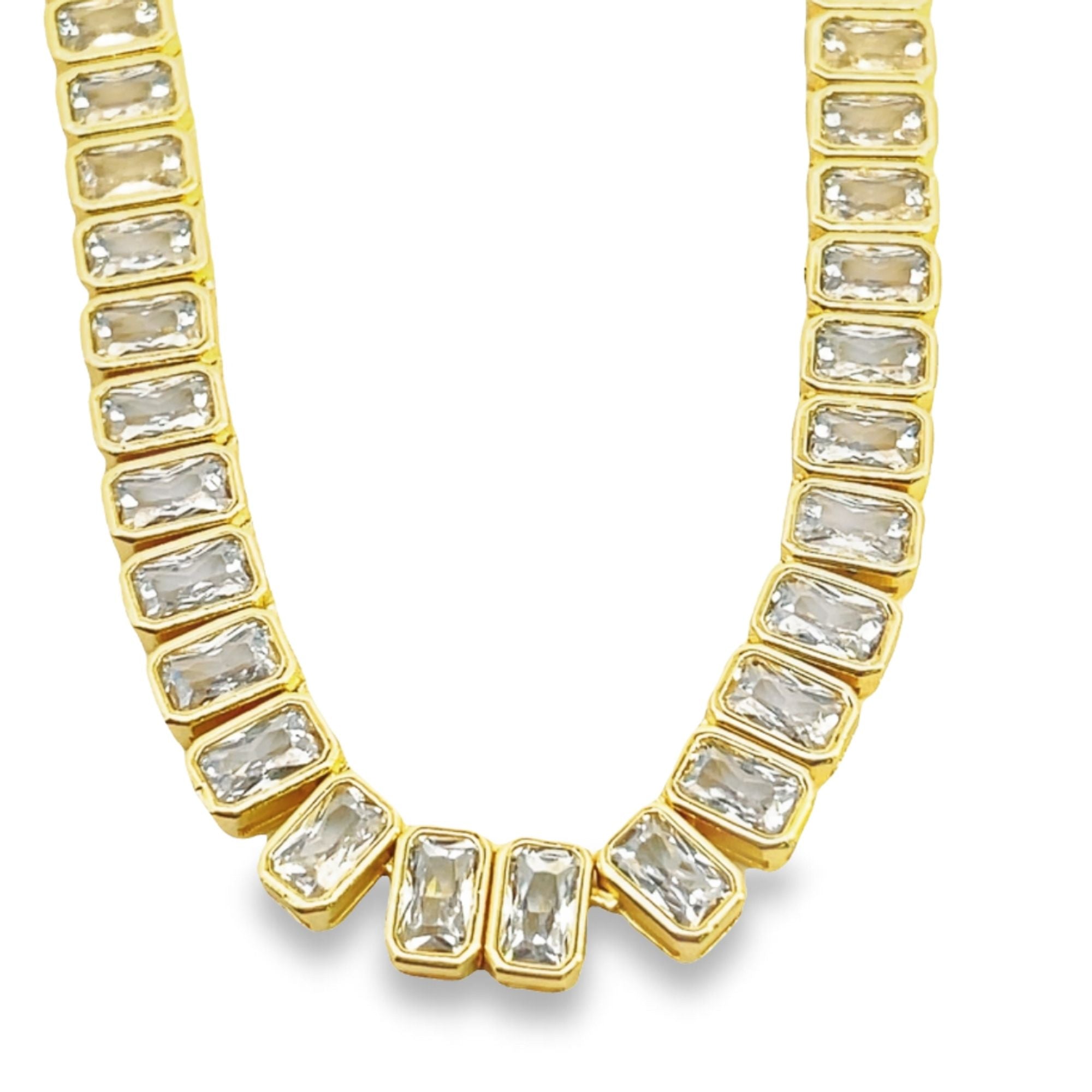 Wide Rectangle CZ Tennis Necklace (H207/I570)-0