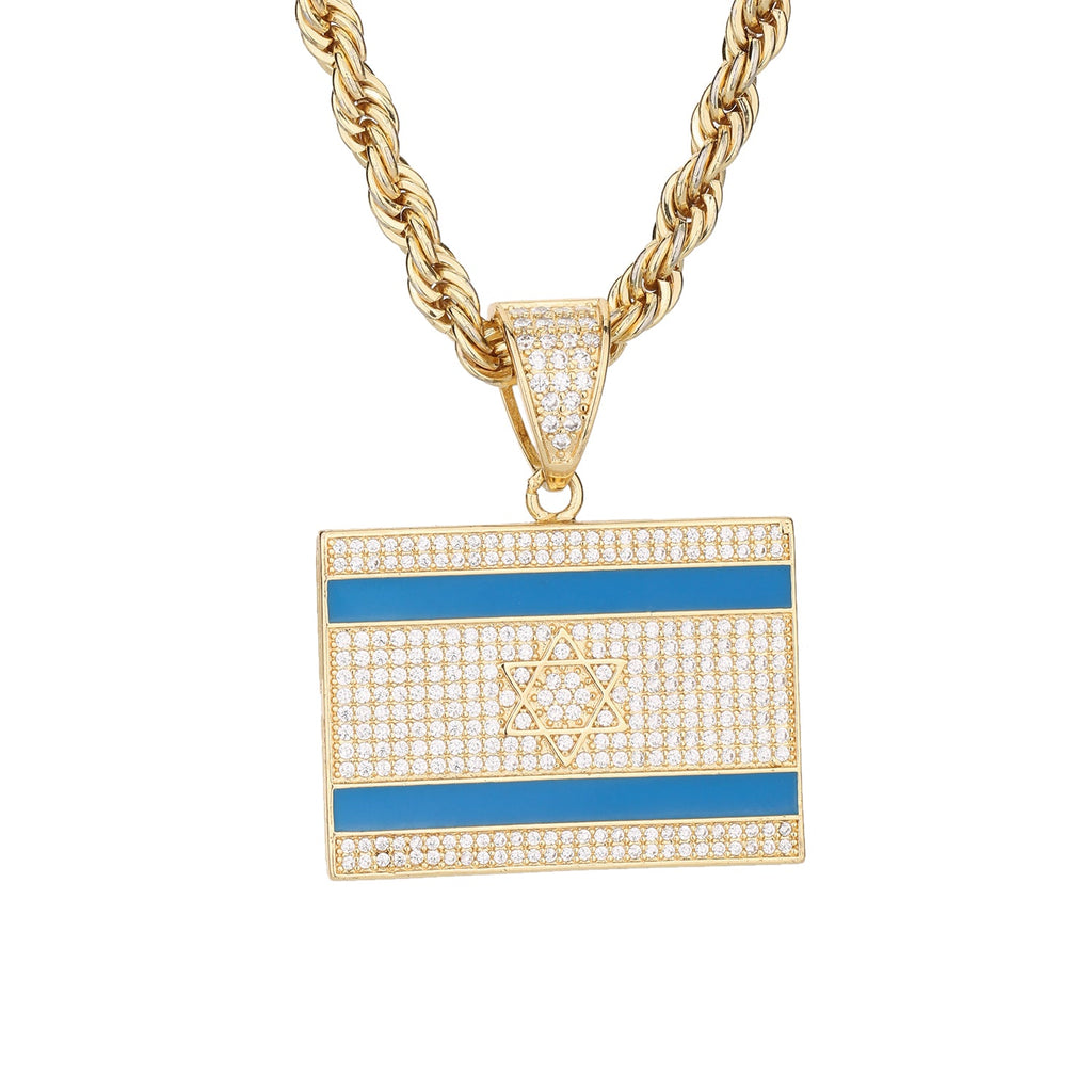 Israel Flag Gold/Crystal Necklace - Limited Edition-1
