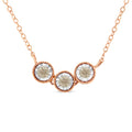 10K Rose and White Gold Plated .925 Sterling Silver 1/4 Cttw Miracle-Set Champagne Diamond Triple Circle 18" Necklace (I2-I3 Clarity)-0