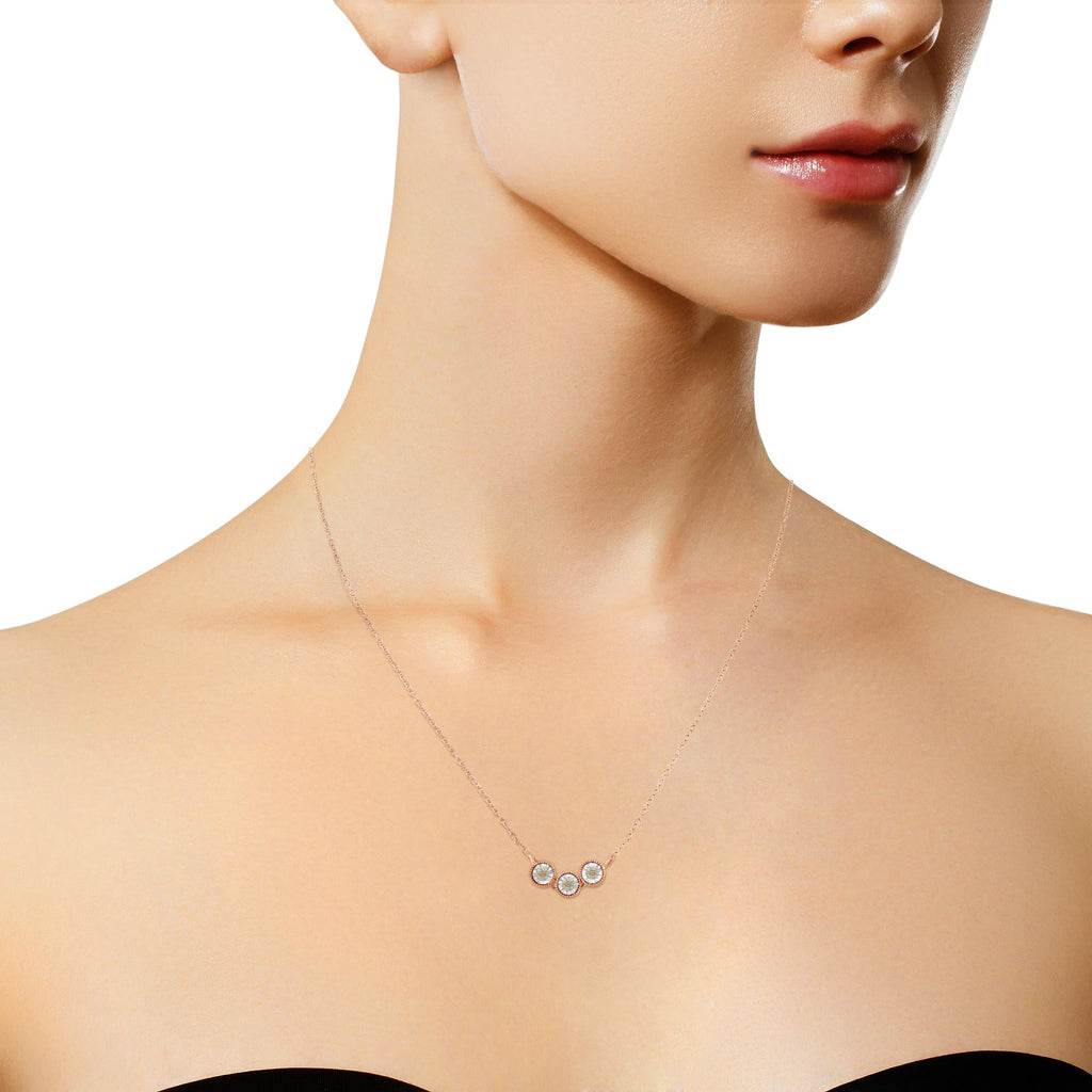 10K Rose and White Gold Plated .925 Sterling Silver 1/4 Cttw Miracle-Set Champagne Diamond Triple Circle 18" Necklace (I2-I3 Clarity)-2