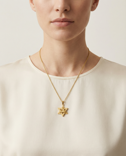 Modern 3D Star of David Necklace – 18K Gold Layered-1