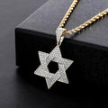 18K Gold Plated Star of David Pendant with Moissanite Stones-0