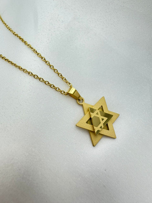 Modern 3D Star of David Necklace – 18K Gold Layered-0