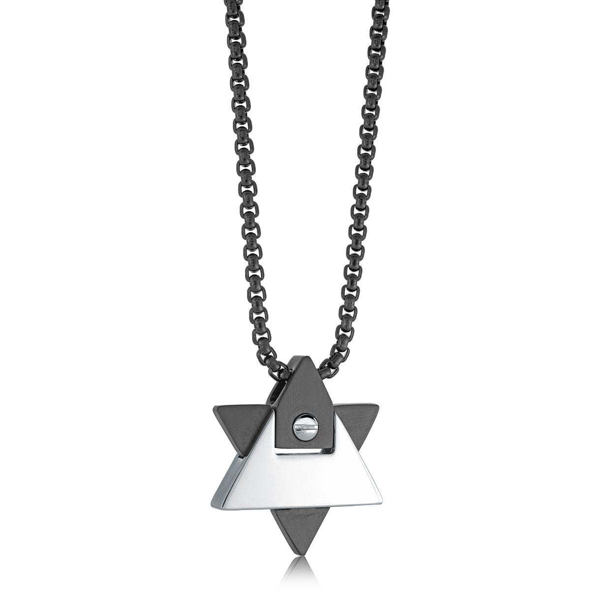 Two-Tone Angular Star of David Necklace-0